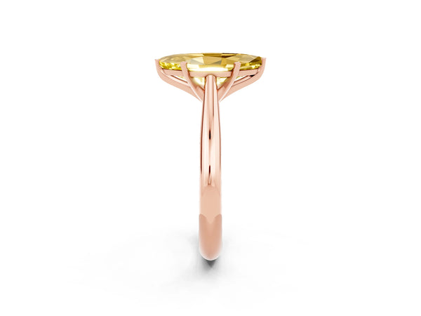 Rose gold Marquise Cut Yellow Sapphire Solitaire Engagement Ring with Cathedral Setting and Four-Prong Mount