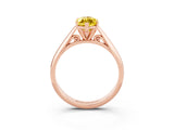Rose gold Marquise Cut Yellow Sapphire Solitaire Engagement Ring with Cathedral Setting and Four-Prong Mount_33