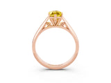 Rose gold Marquise Cut Yellow Sapphire Solitaire Engagement Ring with Cathedral Setting and Four-Prong Mount_69