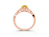 Rose gold Marquise Cut Yellow Sapphire Solitaire Engagement Ring with Celtic Knot Band and Four-Prong Setting_27