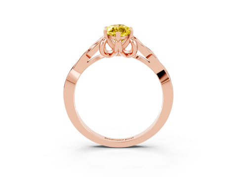 Rose gold Marquise Cut Yellow Sapphire Solitaire Engagement Ring with Celtic Knot Band and Four-Prong Setting_27