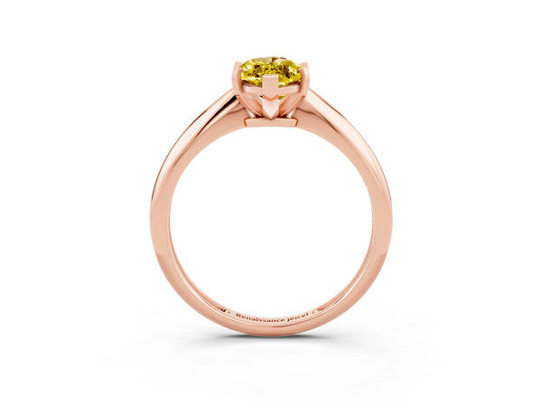 Rose gold Marquise Cut Yellow Sapphire Solitaire Engagement Ring with Classic Band and Four-Prong Setting