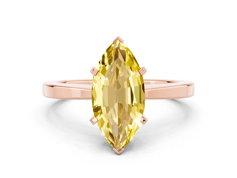 Rose gold Marquise Cut Yellow Sapphire Solitaire Engagement Ring with Classic Band and Four-Prong Setting_60