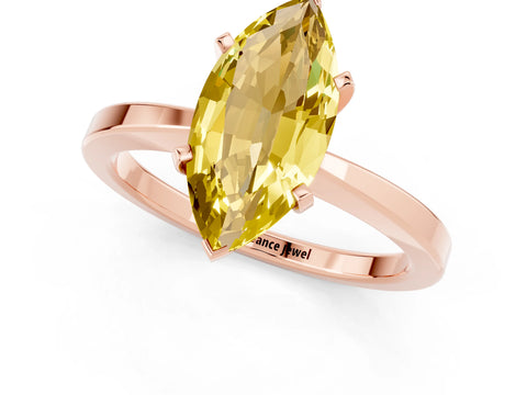 Rose gold Marquise Cut Yellow Sapphire Solitaire Engagement Ring with Classic Band and Four-Prong Setting_61
