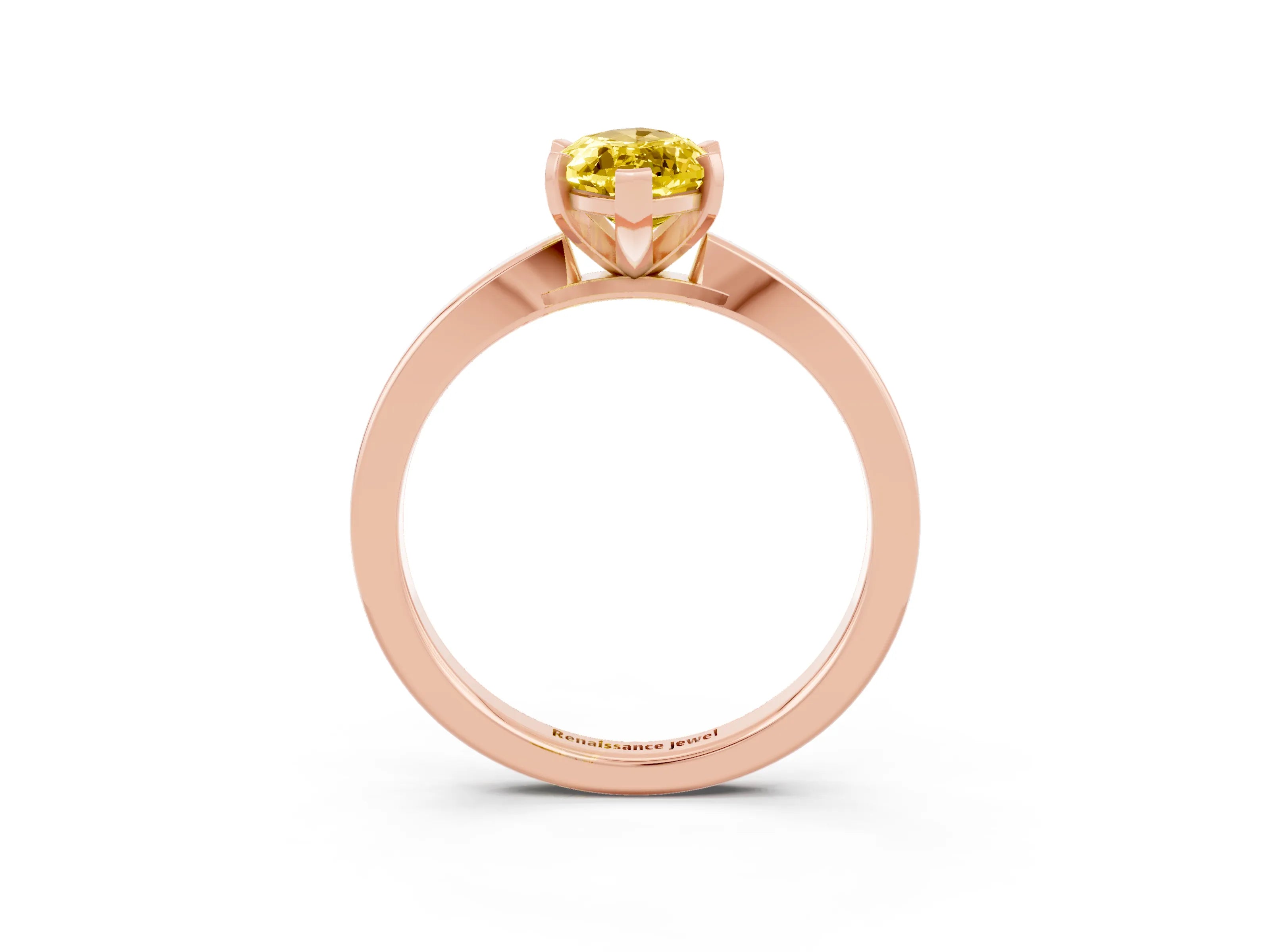Rose gold Marquise Cut Yellow Sapphire Solitaire Engagement Ring with Classic Band and Four-Prong Setting_63