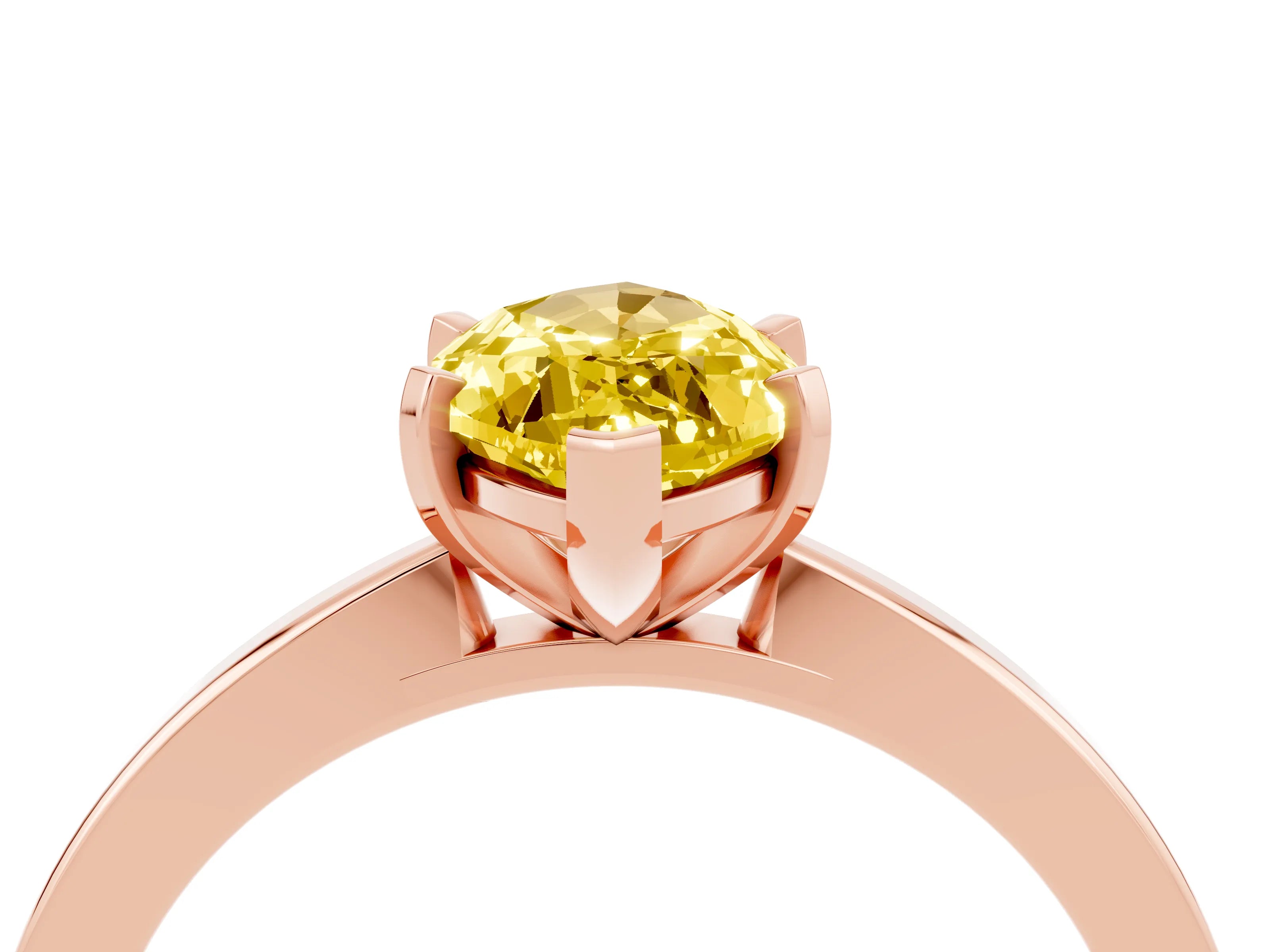 Rose gold Marquise Cut Yellow Sapphire Solitaire Engagement Ring with Classic Band and Four-Prong Setting_64