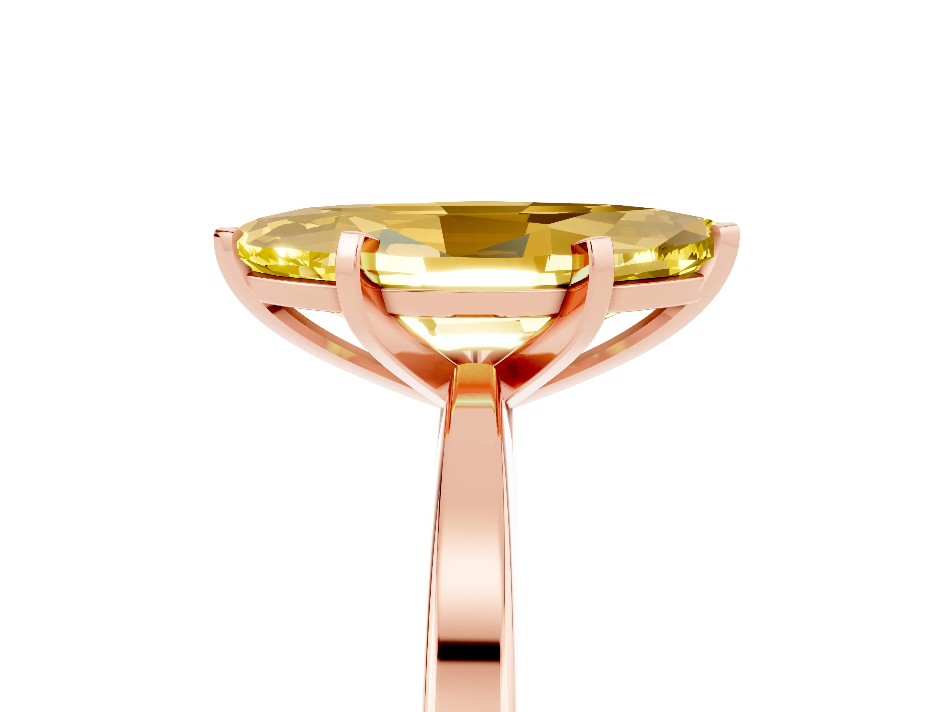 Rose gold Marquise Cut Yellow Sapphire Solitaire Engagement Ring with Classic Band and Four-Prong Setting_65