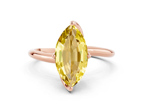 Rose gold Marquise Cut Yellow Sapphire Solitaire Engagement Ring with Four-Prong Setting and Classic Band_12
