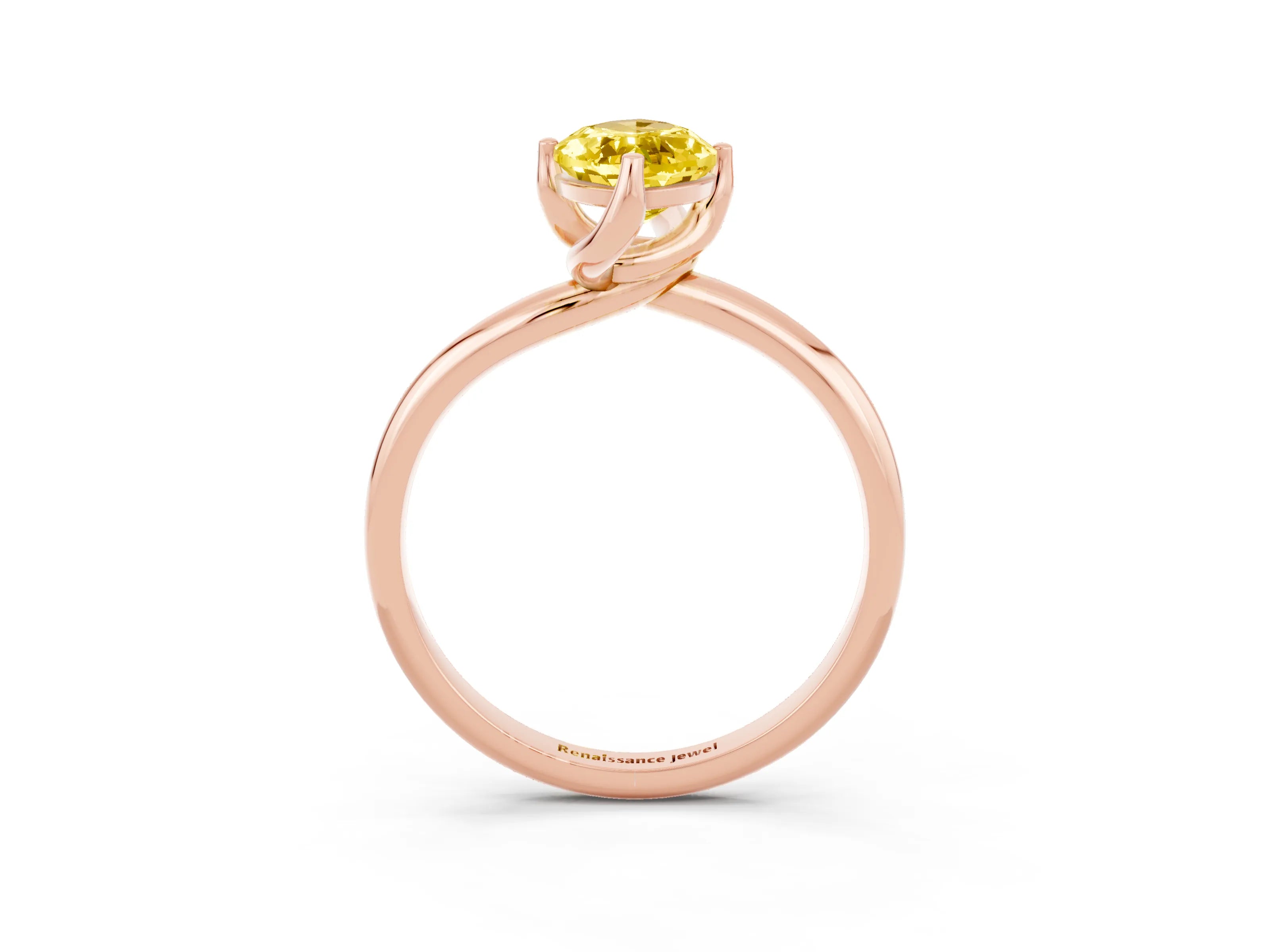 Rose gold Marquise Cut Yellow Sapphire Solitaire Engagement Ring with Four-Prong Setting and Classic Band_15