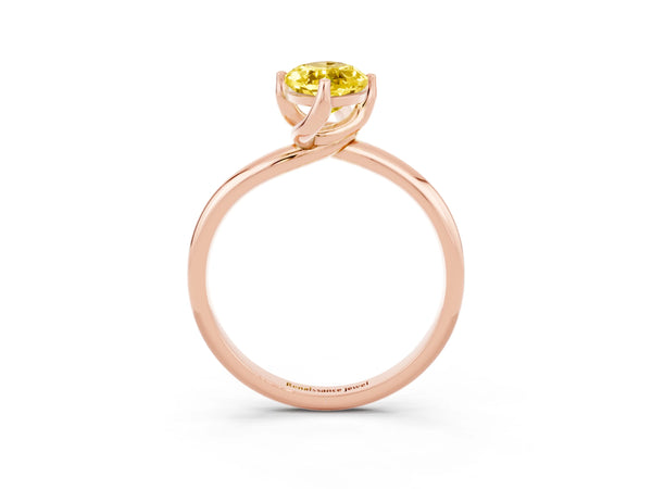 Rose gold Marquise Cut Yellow Sapphire Solitaire Engagement Ring with Four-Prong Setting and Classic Band