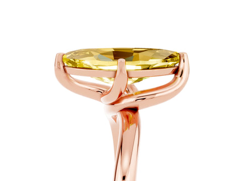 Rose gold Marquise Cut Yellow Sapphire Solitaire Engagement Ring with Four-Prong Setting and Classic Band_17