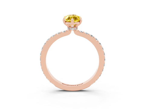 Rose gold Marquise Cut Yellow Sapphire Solitaire Engagement Ring with Pavé Band and Four-Prong Setting_27