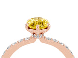 Rose gold Marquise Cut Yellow Sapphire Solitaire Engagement Ring with Pavé Band and Four-Prong Setting_28