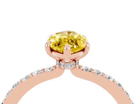 Rose gold Marquise Cut Yellow Sapphire Solitaire Engagement Ring with Pavé Band and Four-Prong Setting_28