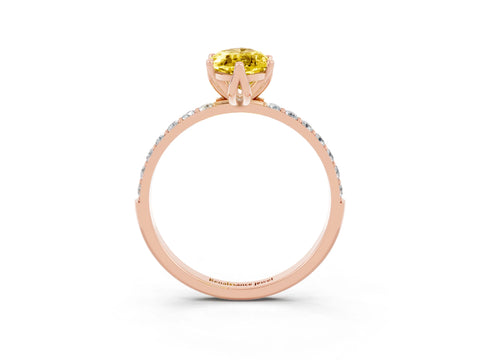 Rose gold Marquise Cut Yellow Sapphire Solitaire Engagement Ring with Pavé Band and Prong Setting_3