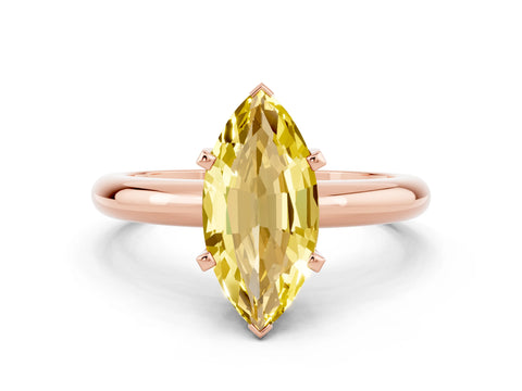 Rose gold Marquise Cut Yellow Sapphire Solitaire Engagement Ring with Round Band and Four-Prong Setting_24