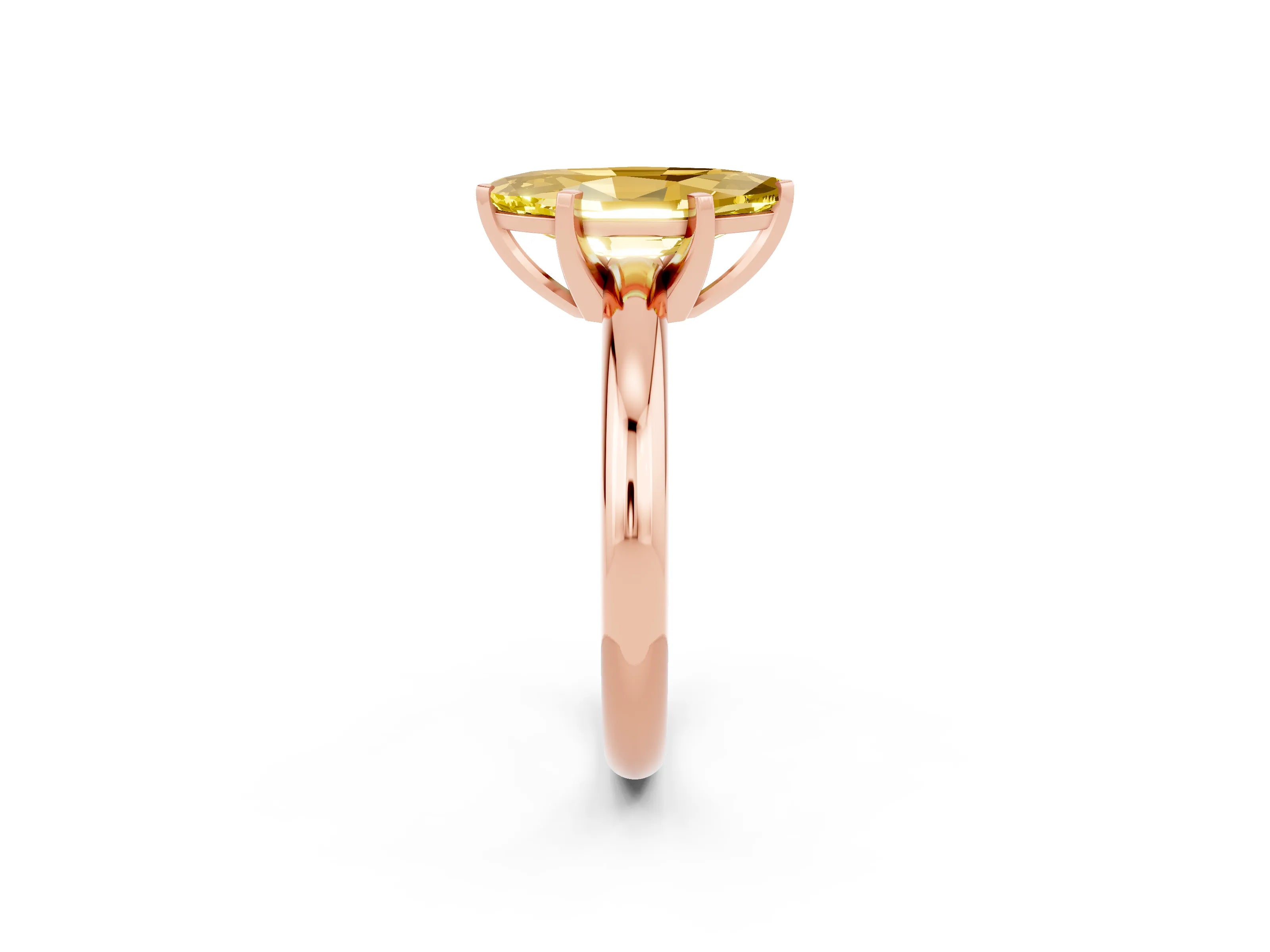 Rose gold Marquise Cut Yellow Sapphire Solitaire Engagement Ring with Round Band and Four-Prong Setting_26