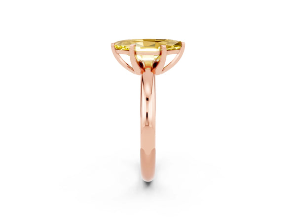 Rose gold Marquise Cut Yellow Sapphire Solitaire Engagement Ring with Round Band and Four-Prong Setting