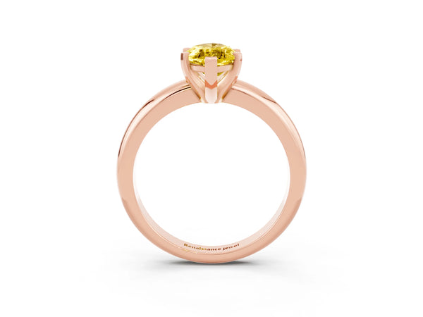 Rose gold Marquise Cut Yellow Sapphire Solitaire Engagement Ring with Round Band and Four-Prong Setting