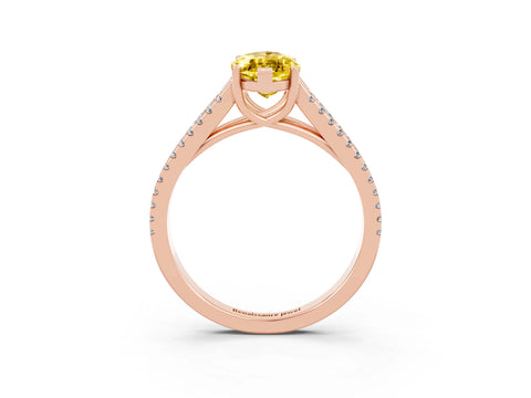 Rose gold Marquise Cut Yellow Sapphire Solitaire Engagement Ring with Split Shank Pavé Band_15