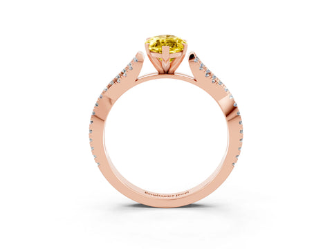 Rose gold Marquise Cut Yellow Sapphire Solitaire Engagement Ring with Twisted Pavé Band and Four-Prong Setting_15
