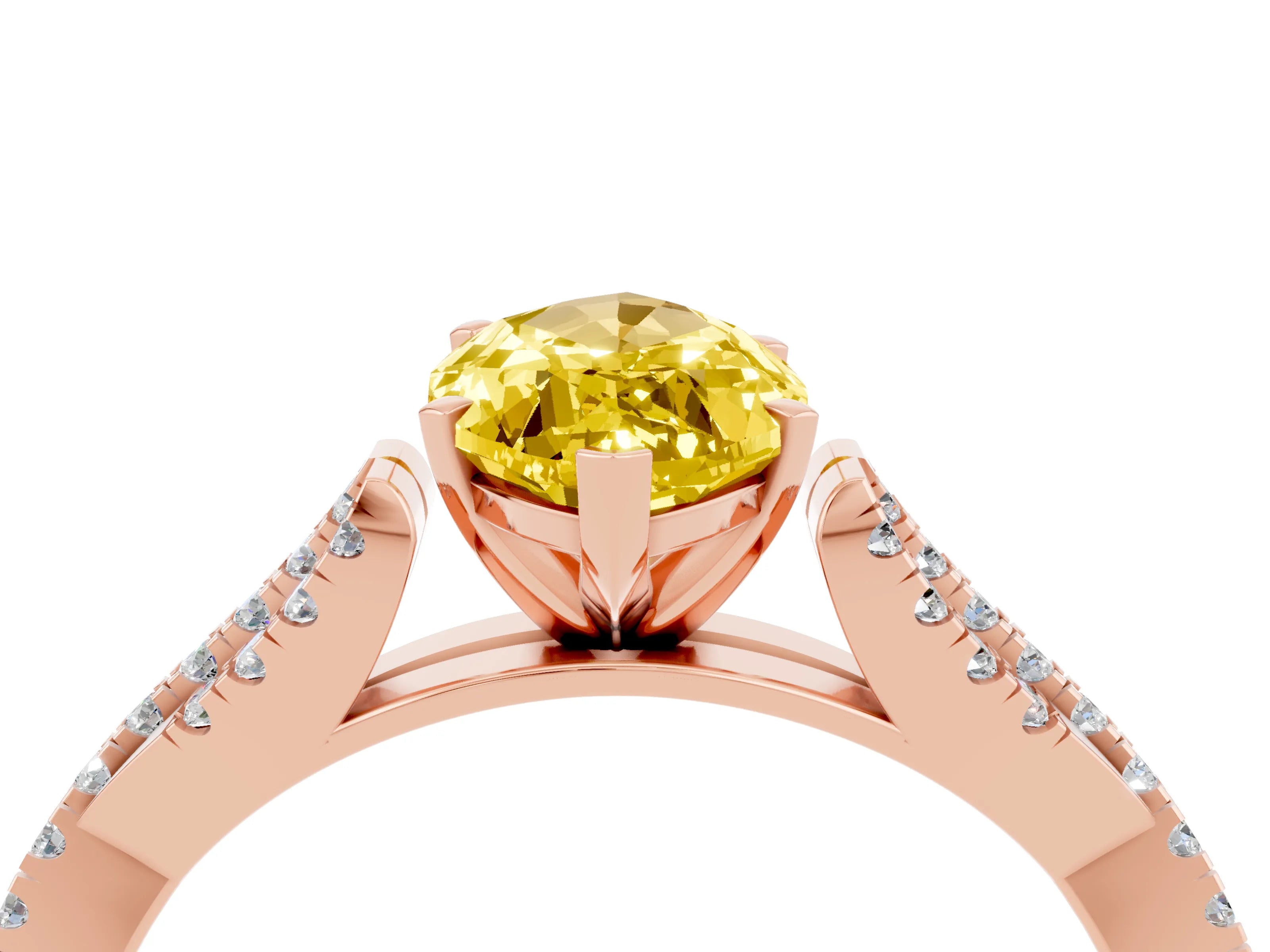 Rose gold Marquise Cut Yellow Sapphire Solitaire Engagement Ring with Twisted Pavé Band and Four-Prong Setting_16