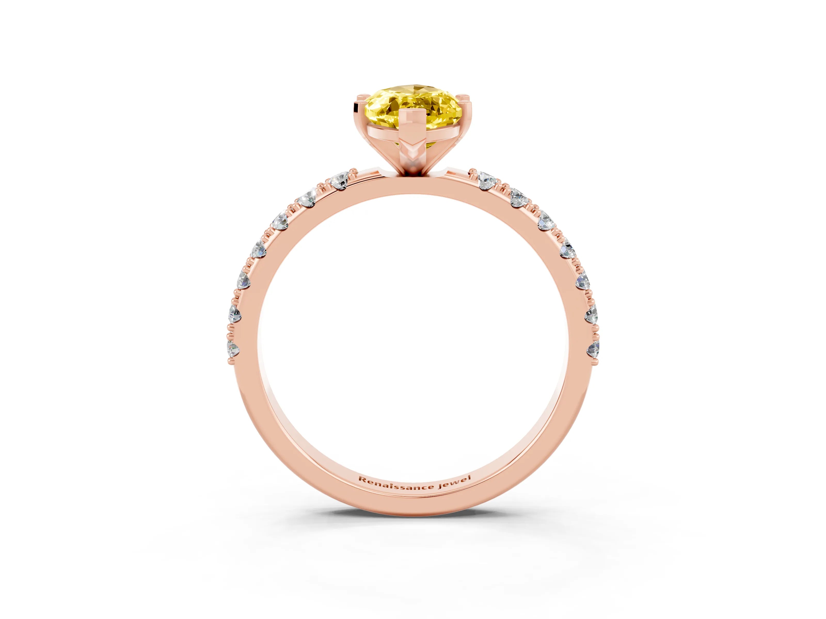 Rose gold Marquise Cut Yellow Sapphire Solitaire Pavé Band with Four-Prong Setting_27