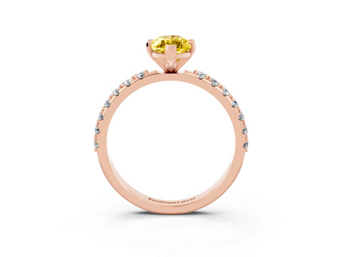 Rose gold Marquise Cut Yellow Sapphire Solitaire Pavé Band with Four-Prong Setting_27