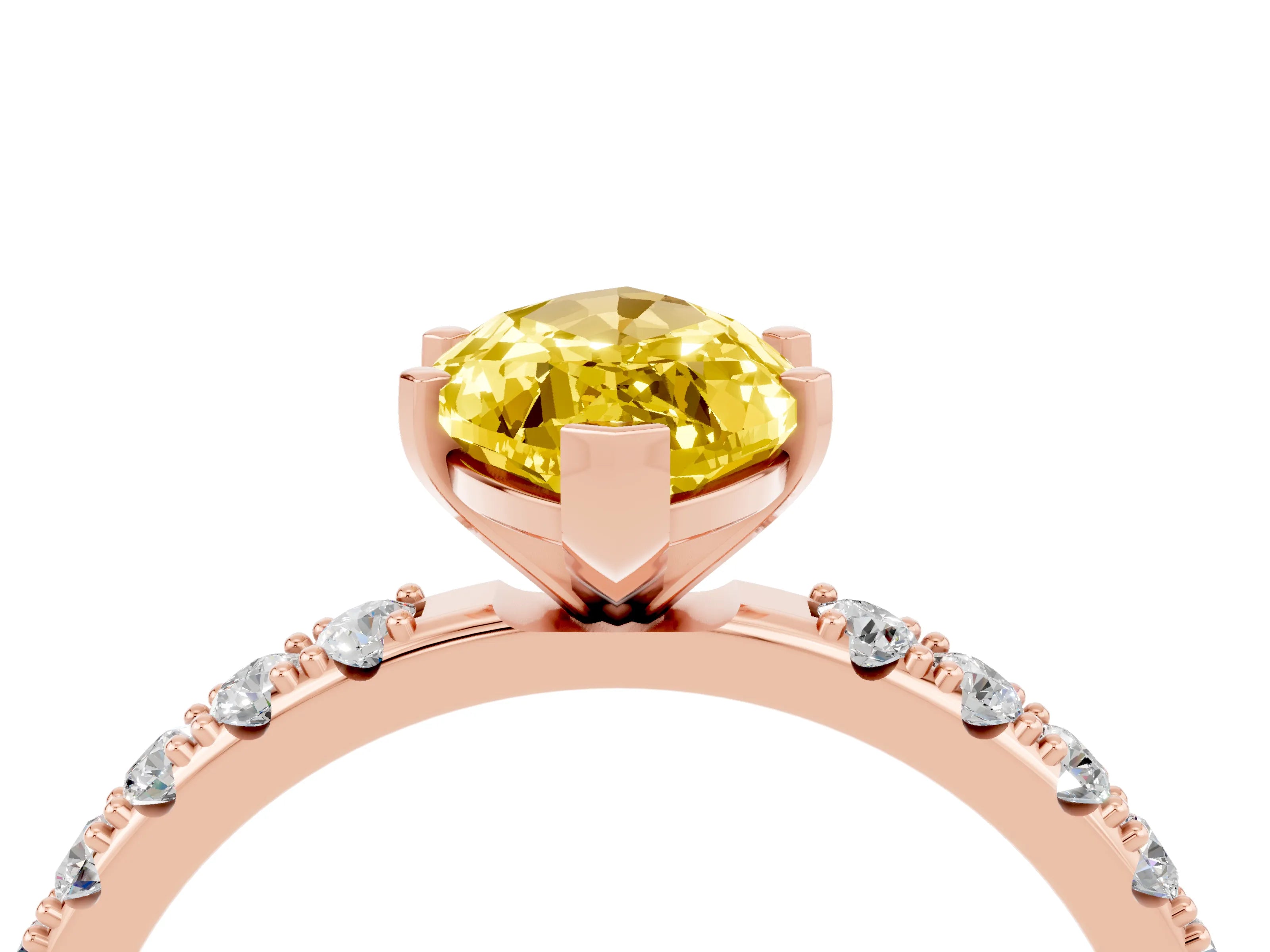 Rose gold Marquise Cut Yellow Sapphire Solitaire Pavé Band with Four-Prong Setting_28