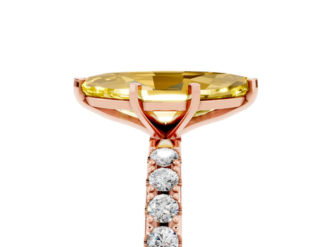 Rose gold Marquise Cut Yellow Sapphire Solitaire Pavé Band with Four-Prong Setting_29