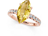 Rose gold Marquise Cut Yellow Sapphire Solitaire Pavé Engagement Ring with Round Band and Prong Setting_13