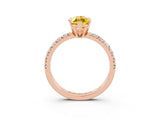 Rose gold Marquise Cut Yellow Sapphire Solitaire Pavé Engagement Ring with Round Band and Prong Setting_15