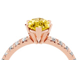 Rose gold Marquise Cut Yellow Sapphire Solitaire Pavé Engagement Ring with Round Band and Prong Setting_16