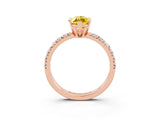 Rose gold Marquise Cut Yellow Sapphire Solitaire Pavé Engagement Ring with Round Band and Prong Setting_75