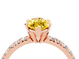 Rose gold Marquise Cut Yellow Sapphire Solitaire Pavé Engagement Ring with Round Band and Prong Setting_76