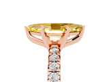 Rose gold Marquise Cut Yellow Sapphire Solitaire Pavé Engagement Ring with Round Band and Prong Setting_77
