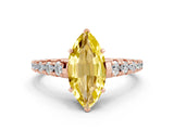 Rose gold Marquise Cut Yellow Sapphire Solitaire Ring with Cathedral Setting and Pavé Band_24