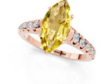 Rose gold Marquise Cut Yellow Sapphire Solitaire Ring with Cathedral Setting and Pavé Band_25