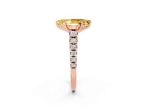 Rose gold Marquise Cut Yellow Sapphire Solitaire Ring with Cathedral Setting and Pavé Band_26