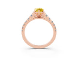 Rose gold Marquise Cut Yellow Sapphire Solitaire Ring with Cathedral Setting and Pavé Band_27