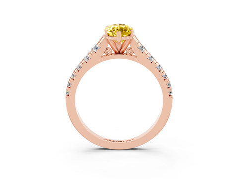 Rose gold Marquise Cut Yellow Sapphire Solitaire Ring with Cathedral Setting and Pavé Band_27