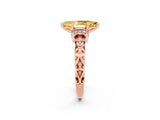 Rose gold Marquise Cut Yellow Sapphire Solitaire Ring with Filigree Band and Four-Prong Setting_50