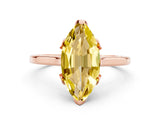 Rose gold Marquise Cut Yellow Sapphire Solitaire Ring with Flower Prong Setting and Classic Band_12