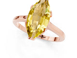 Rose gold Marquise Cut Yellow Sapphire Solitaire Ring with Flower Prong Setting and Classic Band_13