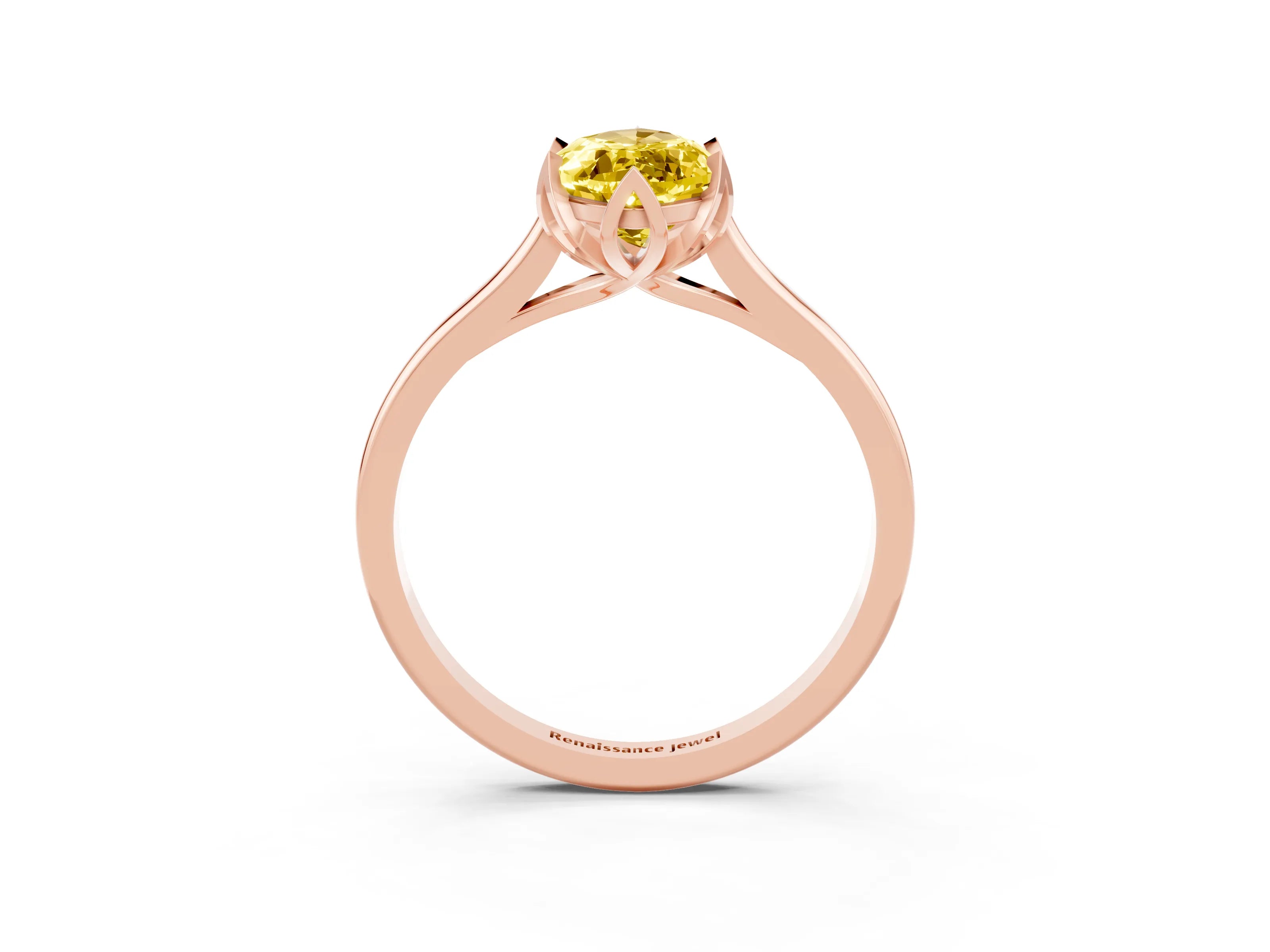 Rose gold Marquise Cut Yellow Sapphire Solitaire Ring with Flower Prong Setting and Classic Band_15