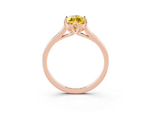 Rose gold Marquise Cut Yellow Sapphire Solitaire Ring with Flower Prong Setting and Classic Band_15