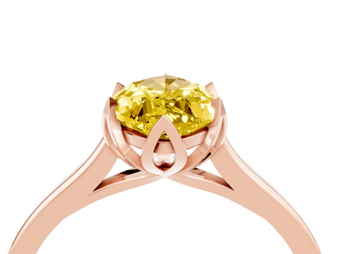 Rose gold Marquise Cut Yellow Sapphire Solitaire Ring with Flower Prong Setting and Classic Band_16