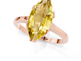 Rose gold Marquise Cut Yellow Sapphire Solitaire Ring with Flower Prong Setting and Classic Band_37