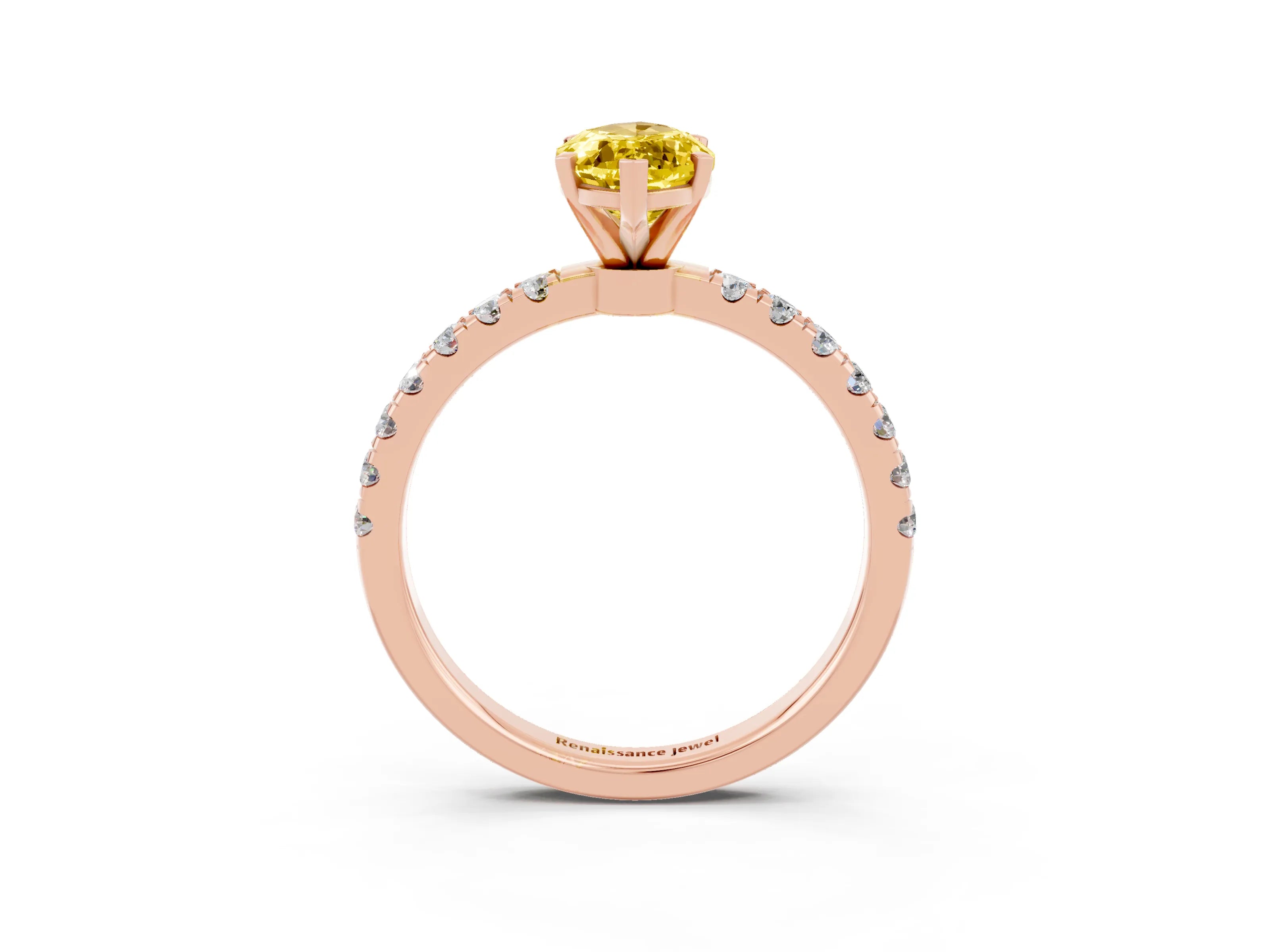 Rose gold Marquise Cut Yellow Sapphire Solitaire Ring with Pavé Accents and Four-Prong Setting_27