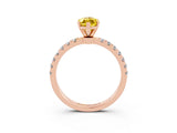 Rose gold Marquise Cut Yellow Sapphire Solitaire Ring with Pavé Accents and Four-Prong Setting_27
